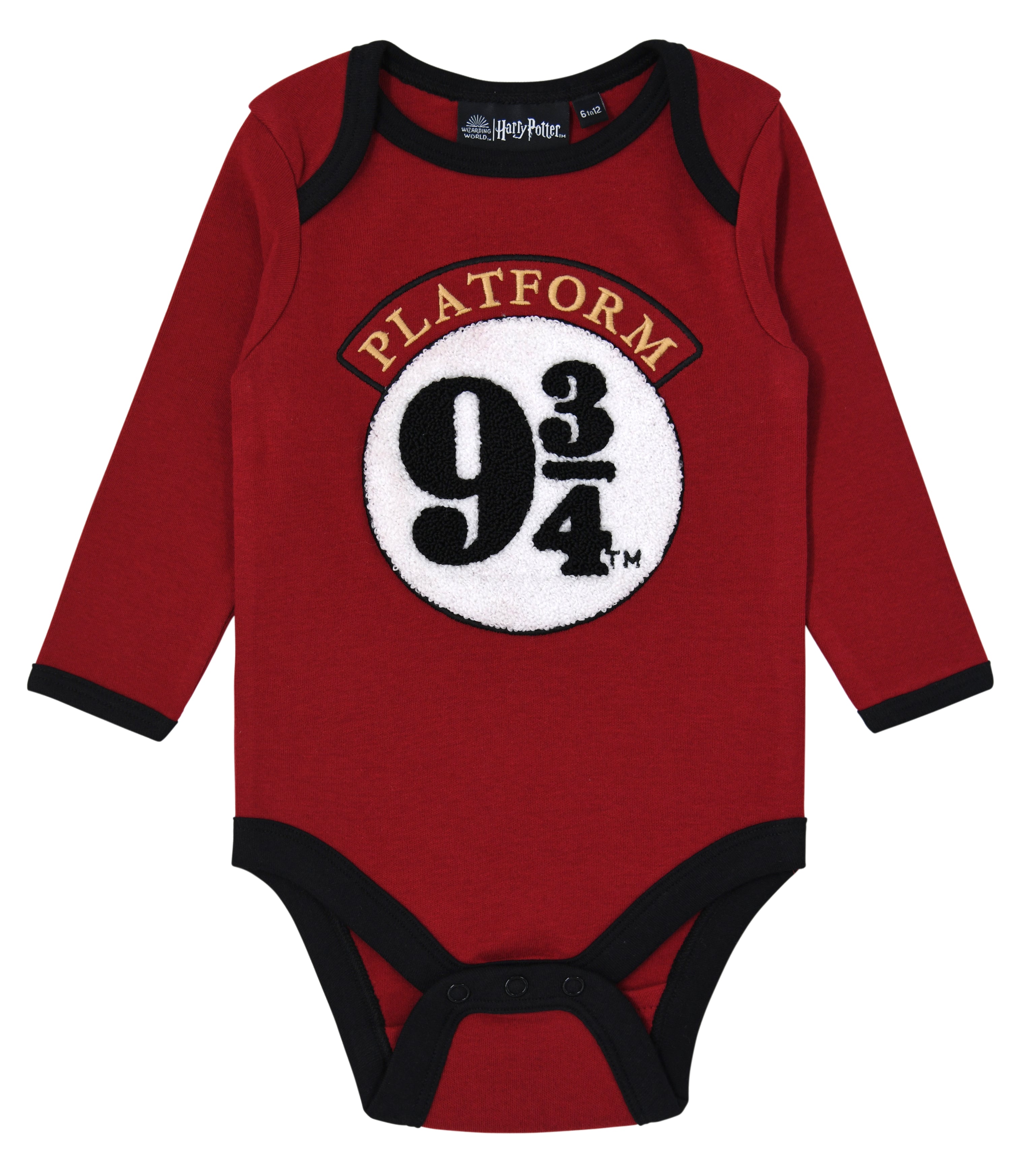 Body Bébé Harry Potter Poudlard - Taille 6-12 Mois - Broderie Blason, Col 3D Avec Cravate - Licencié Officiel