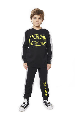 Batman Colour Block Neon Spray Logo Sweatshirt