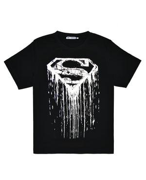 Men's Superman Silver Foil Drip Logo Tee