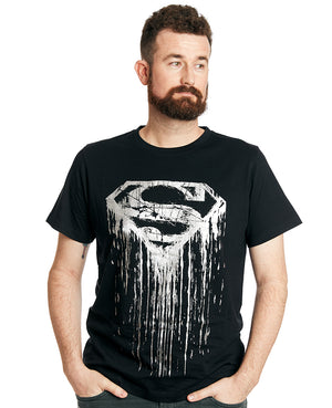 Men's Superman Silver Foil Drip Logo Tee