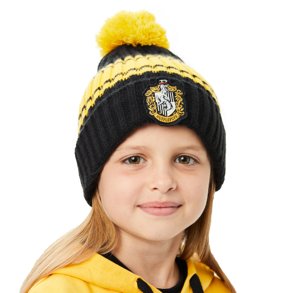 Hufflepuff Kids Chunky Knit Beanie With Pom Pom